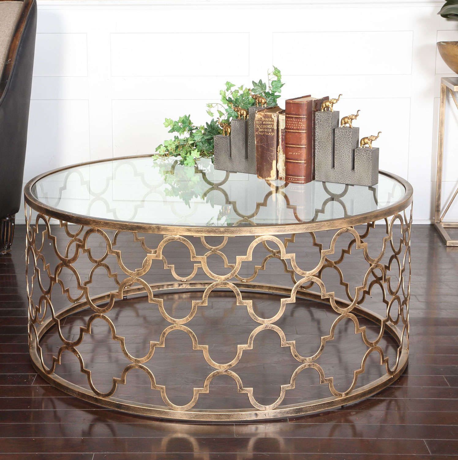 Quatrefoil Coffee Table For Living Room | Roy Home Design Pertaining To Antiqued Gold Leaf Coffee Tables (View 11 of 15)