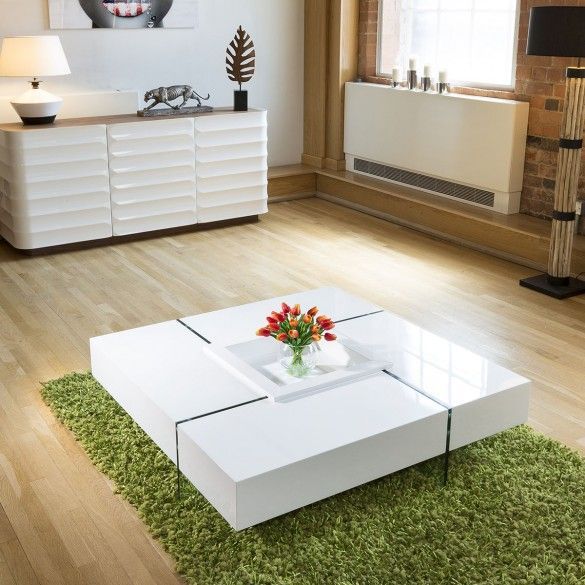 Quatropi Modern Large White Gloss Coffee Table 1194mm Pertaining To White Gloss And Maple Cream Coffee Tables (View 13 of 15)