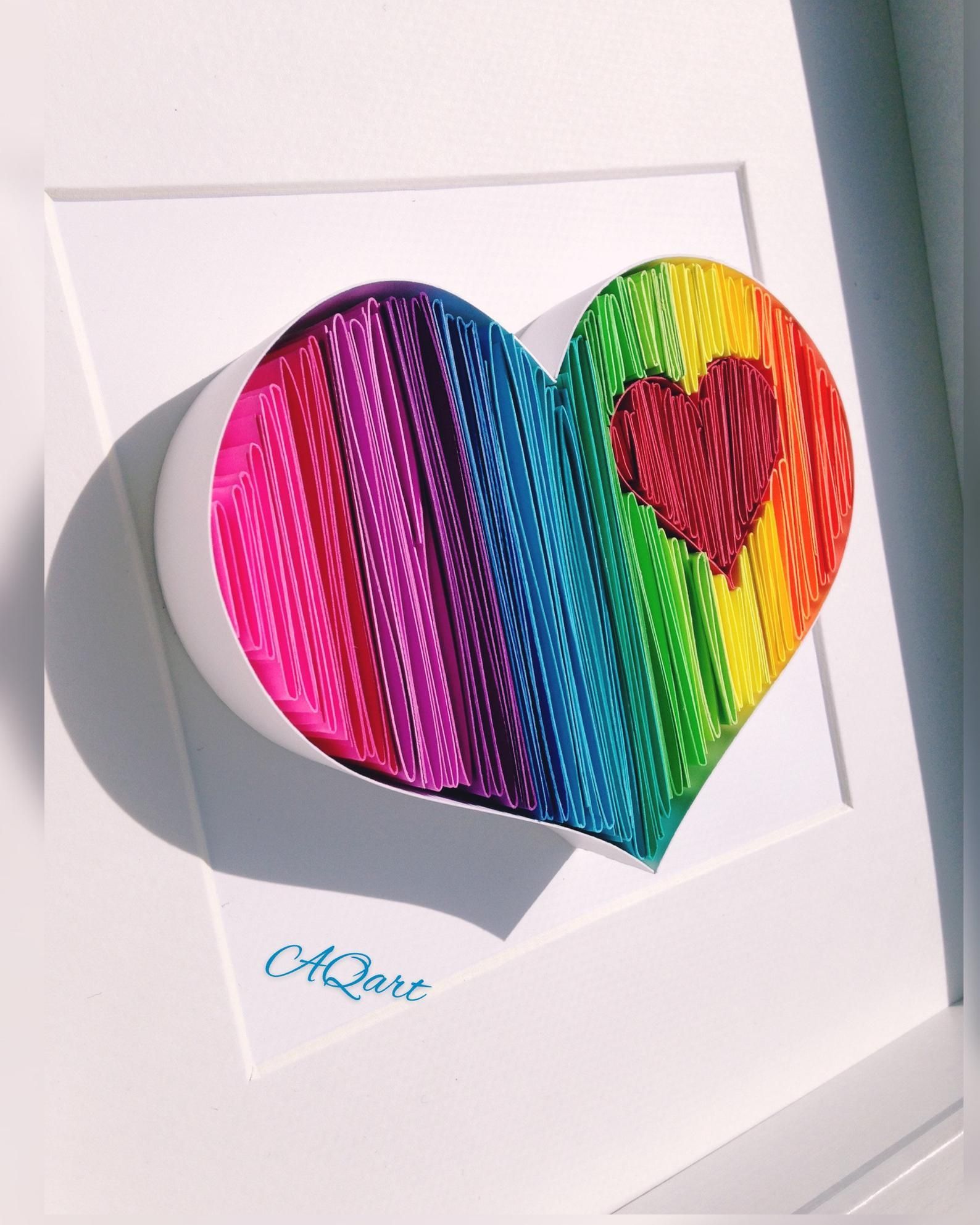 Rainbow Heart – Quilling Wall Paper Art Quilling Art Within Rainbow Wall Art (View 3 of 15)