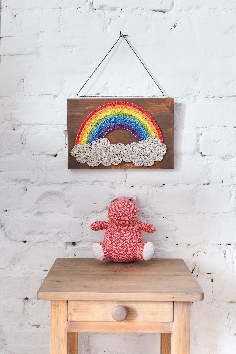 Rainbow String Art Wall Decor Great As Nursery Kids Room Intended For Rainbow Wall Art (View 11 of 15)