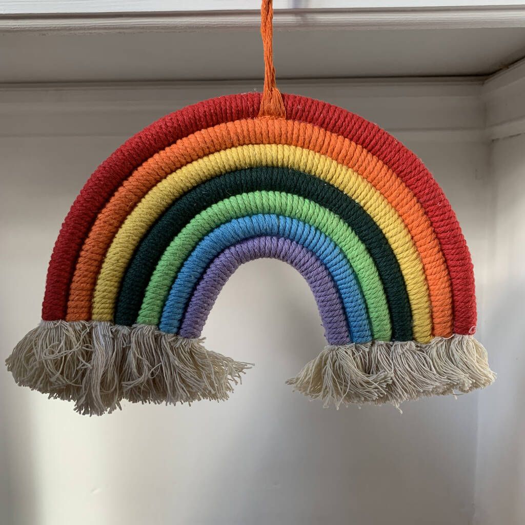 Rainbow Wool Tufted Hanging Wall Decorperfect Throughout Rainbow Wall Art (View 7 of 15)