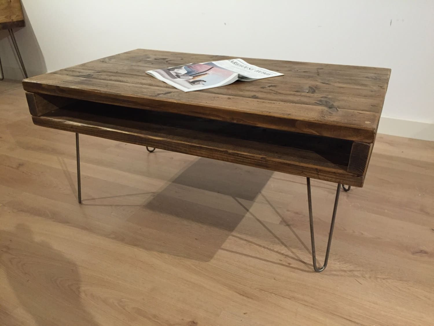 Reclaimed Rustic Solid Pine Box Coffee Table Or Tv Stand In Oak Wood And Metal Legs Coffee Tables (View 4 of 15)
