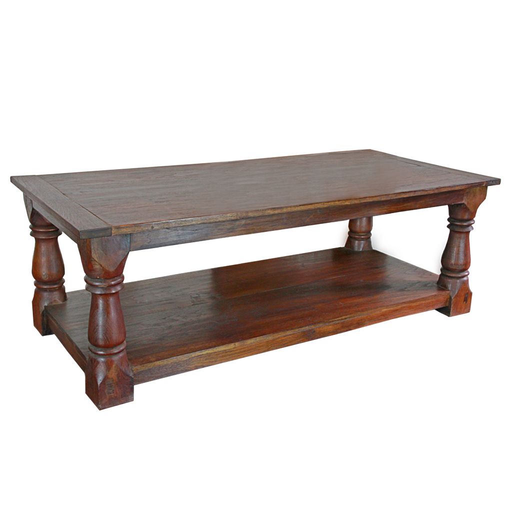 Reclaimed Teak 2 Shelf Coffee Table With Salvaged Baluster In 2 Shelf Coffee Tables (View 3 of 15)