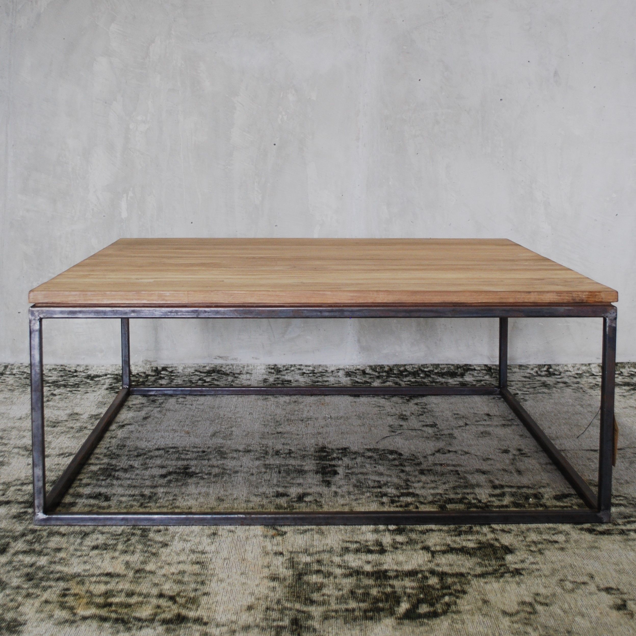 Reclaimed Teak Wood Coffee Table With Iron Leg Throughout Oak Wood And Metal Legs Coffee Tables (View 1 of 15)