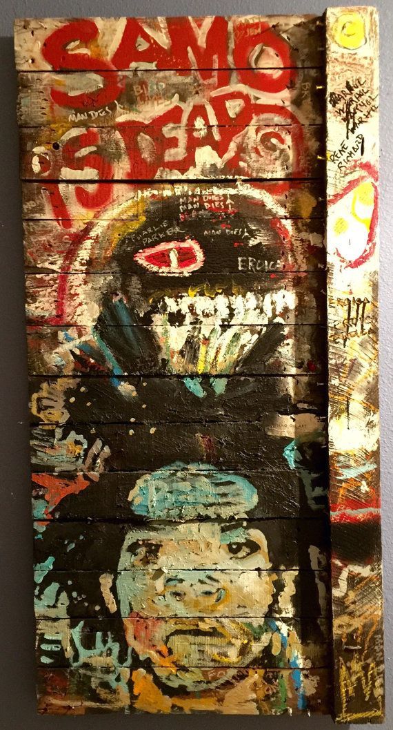 Reclaimed Wood Art Jean Michel Basquiat Pallet Artmatt Within Pop Art Wood Wall Art (View 5 of 15)