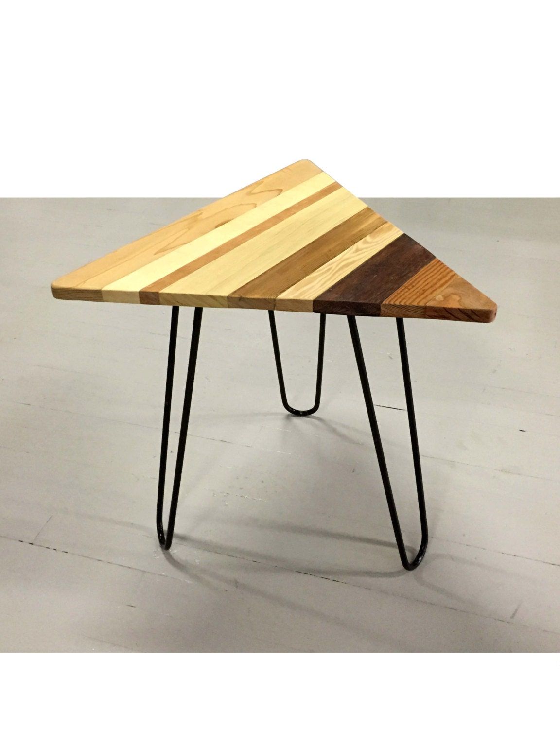Reclaimed Wood Triangular Modern End Table Or Coffee Table Inside Triangular Coffee Tables (View 12 of 15)