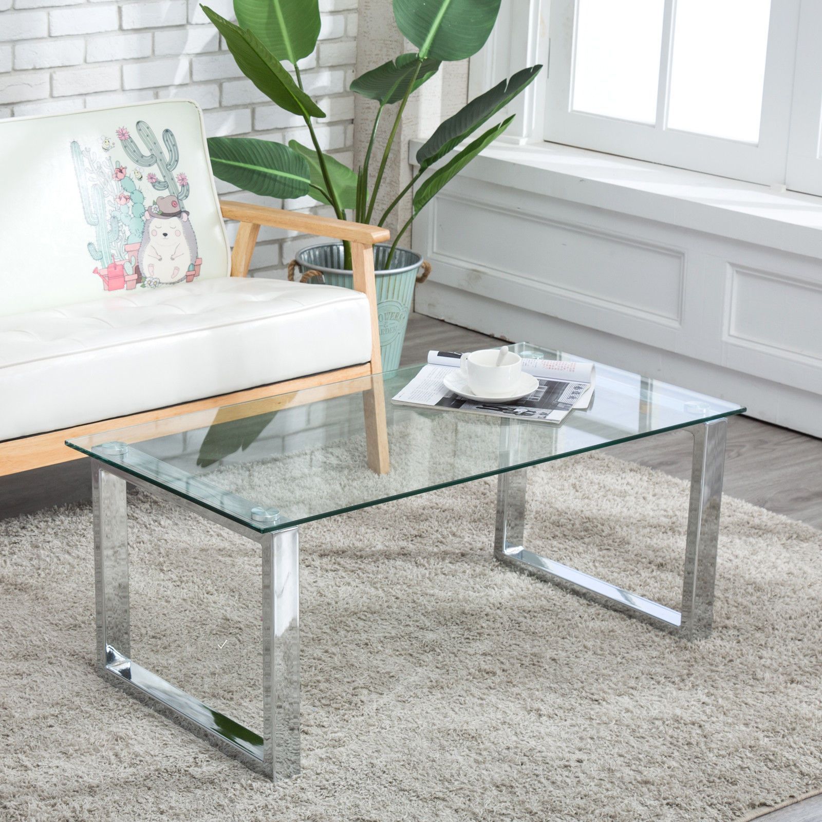 Rectangular Glass Coffee Table Side End Stainless Steel With Silver Stainless Steel Coffee Tables (View 2 of 15)