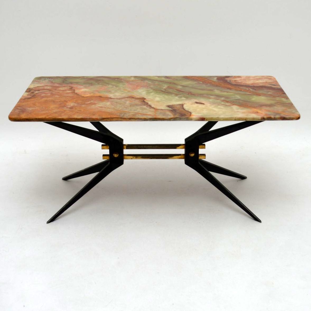 Retro Italian Onyx & Steel Coffee Table Vintage 1950's With Antique Silver Aluminum Coffee Tables (View 10 of 15)