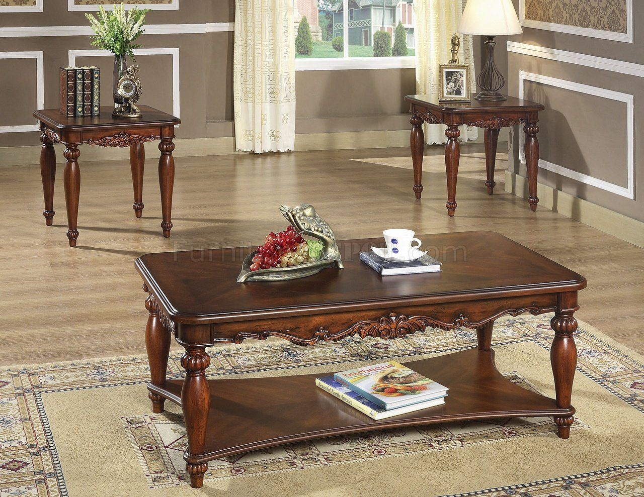 Rich Walnut Finish Traditional 3pc Coffee Table W/cocktail With Regard To Walnut Coffee Tables (View 10 of 15)