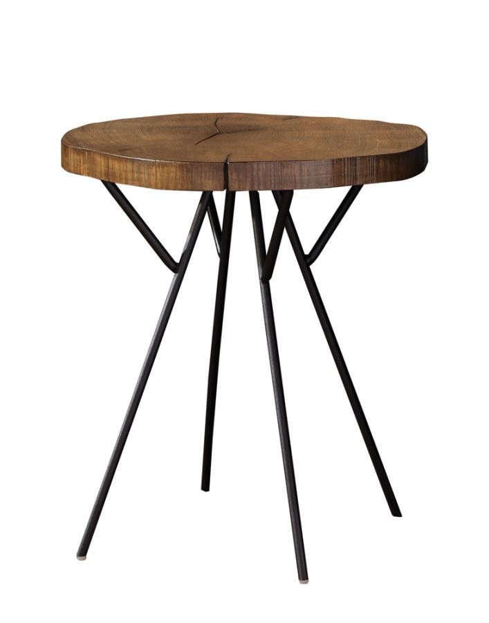 Round Accent Table With Metal Legs Natural Oak | Quality For Metal Legs And Oak Top Round Coffee Tables (View 15 of 15)