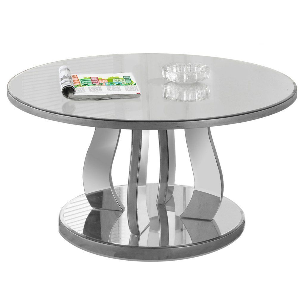 Round Silver Coffee Table | Silver Coffee Table, Mirrored With Silver Mirror And Chrome Coffee Tables (View 14 of 15)