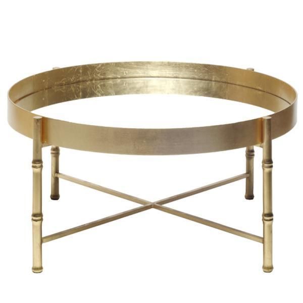 Round Tray Coffee Table With Bamboo Base In Nickle Or Gold For Leaf Round Coffee Tables (View 7 of 15)