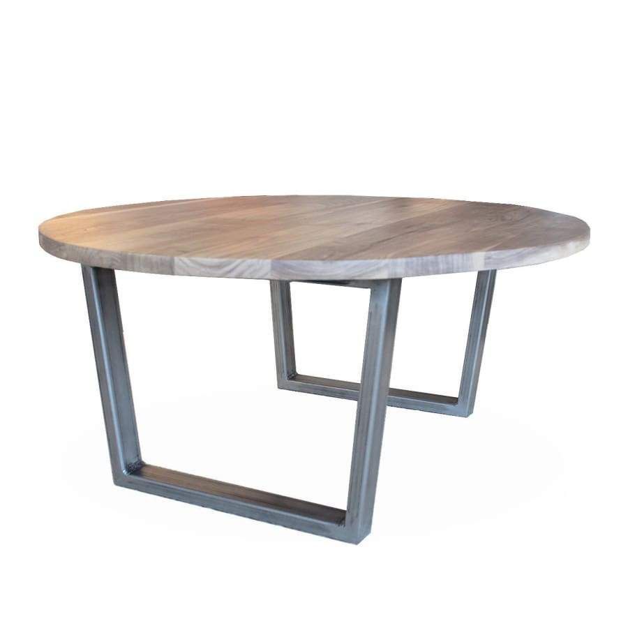 Round Walnut Wood And Metal Coffee Table, Tube Steel Legs In Walnut Wood And Gold Metal Coffee Tables (View 13 of 15)