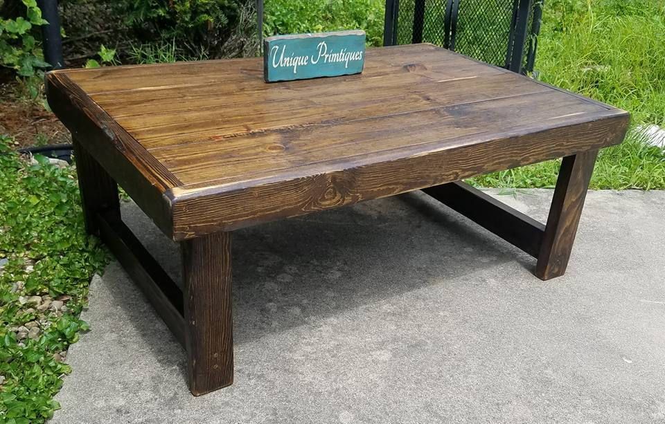 Rustic Coffee Table Reclaimed Wood Dark Walnut Farm House Regarding Rustic Walnut Wood Coffee Tables (View 9 of 15)