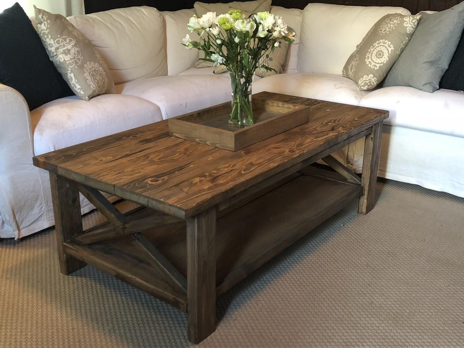 Rustic Farmhouse Style Coffee Table | Etsy In 2021 Regarding Rustic Oak And Black Coffee Tables (View 6 of 15)