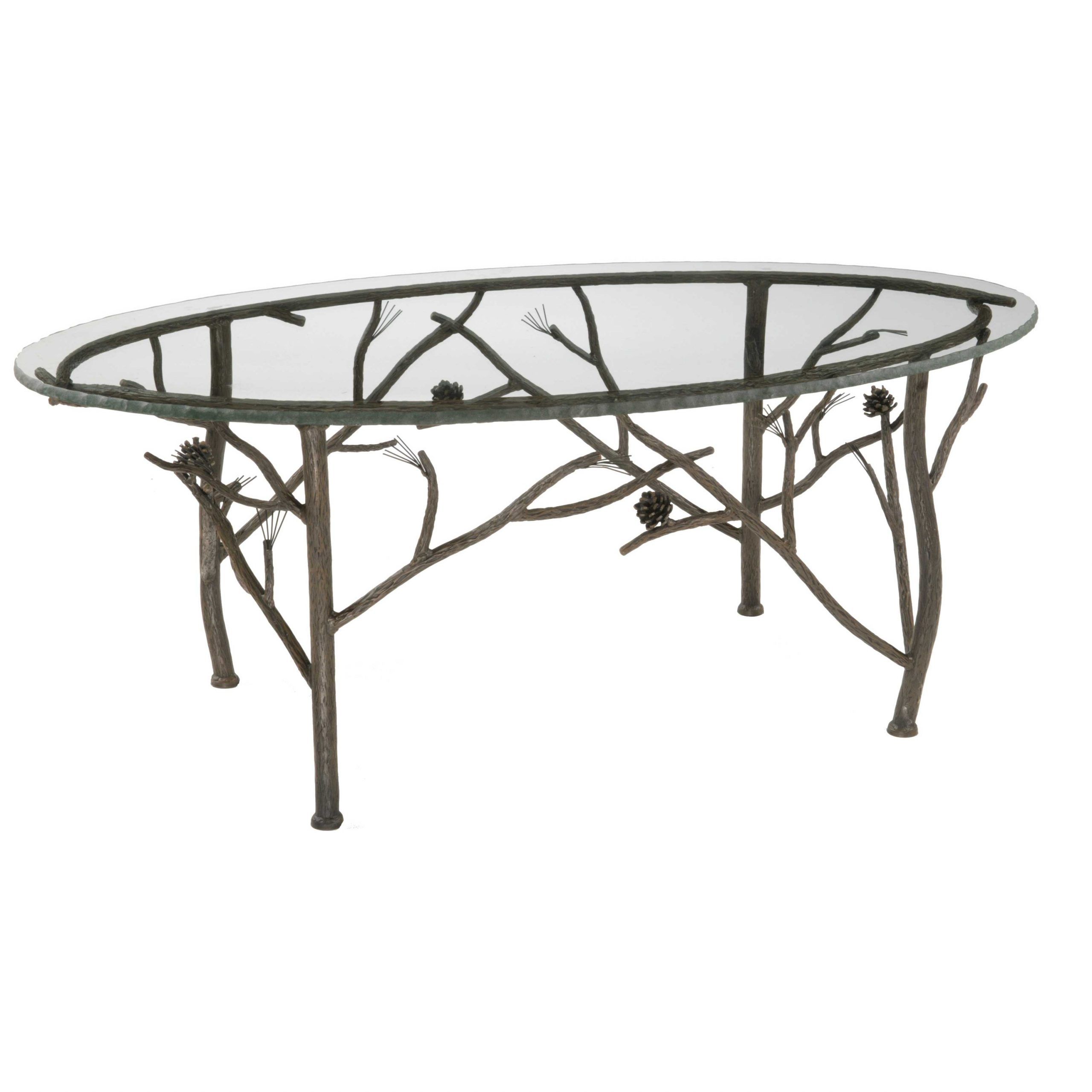 Rustic Pine Oval Coffee Table Inside Wrought Iron Cocktail Tables (View 14 of 15)