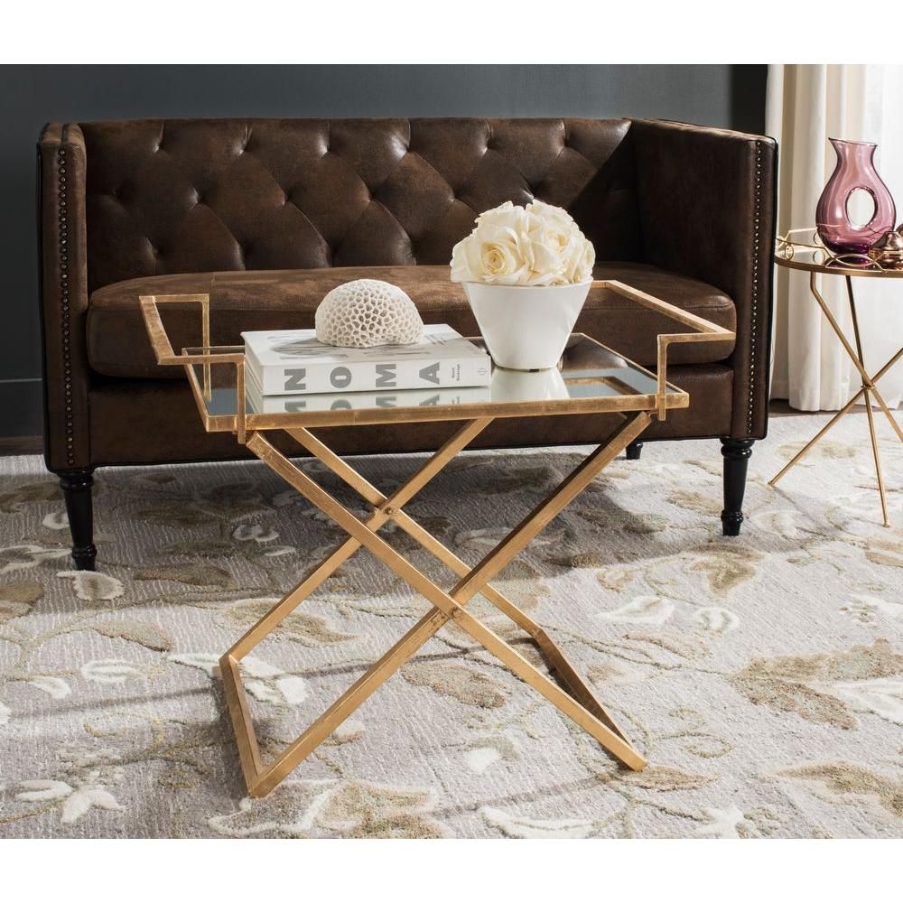 Safavieh Pierre Antique Gold Leaf Coffee Table Fox2559a With Antique Gold And Glass Coffee Tables (Photo 1 of 15)