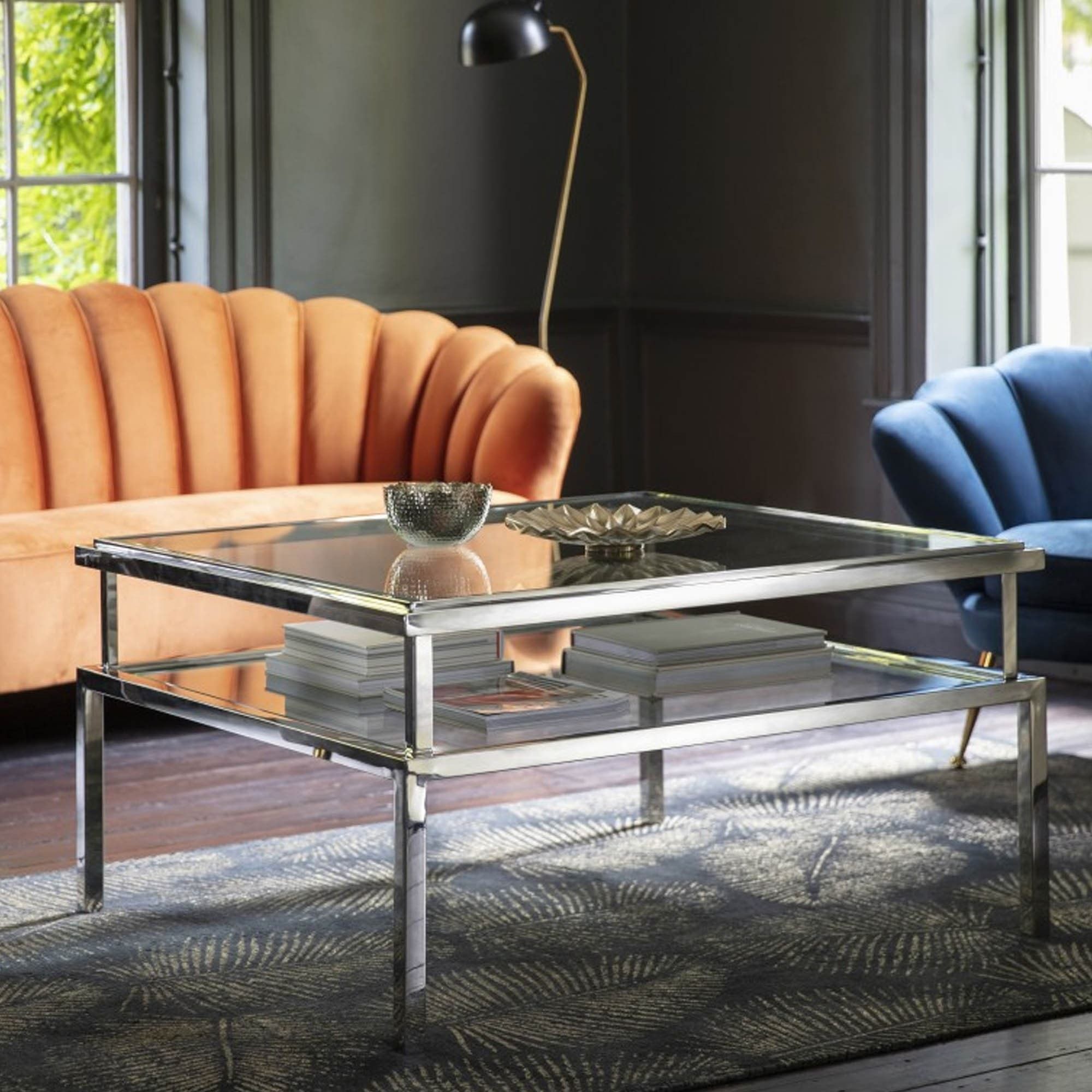 Salerno Coffee Table Silver | Glass Coffee Table | Chrome With Regard To Chrome And Glass Modern Coffee Tables (View 7 of 15)