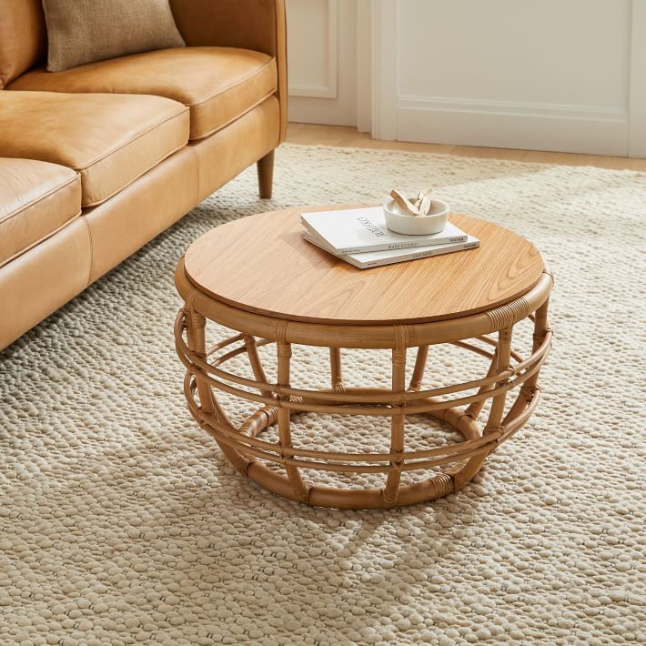 Savannah Collection Natural Rattan Round 28 Inch Coffee In Natural Woven Banana Coffee Tables (View 10 of 15)