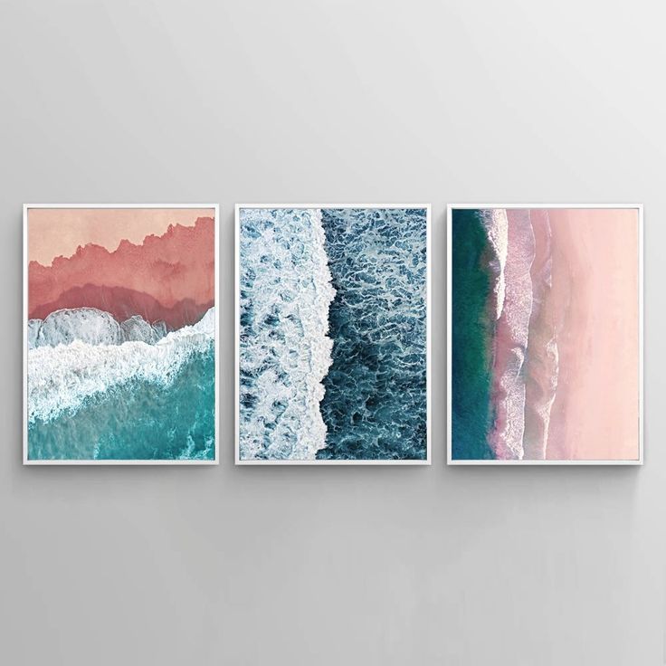 Sea Framed Wall Art (set Of 3), Beach Theme, Ocean Waves For Colorful Framed Art Prints (View 13 of 15)
