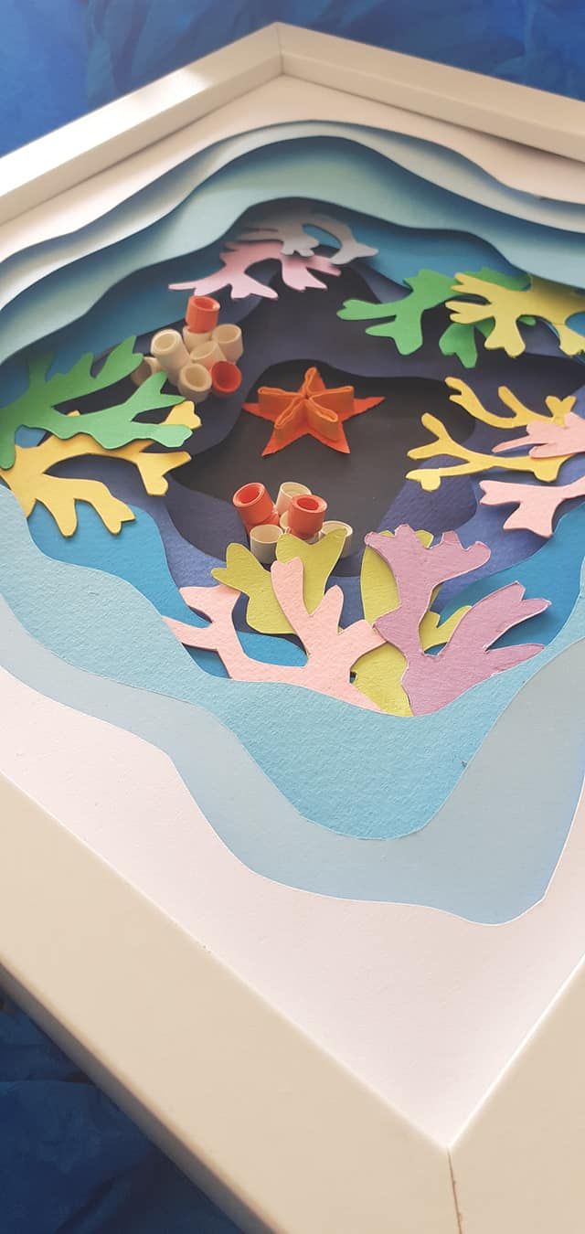 Sea Star – Layered Paper Art, 3d Paper Art, Wall Art, Box Inside Children Framed Art Prints (View 13 of 15)