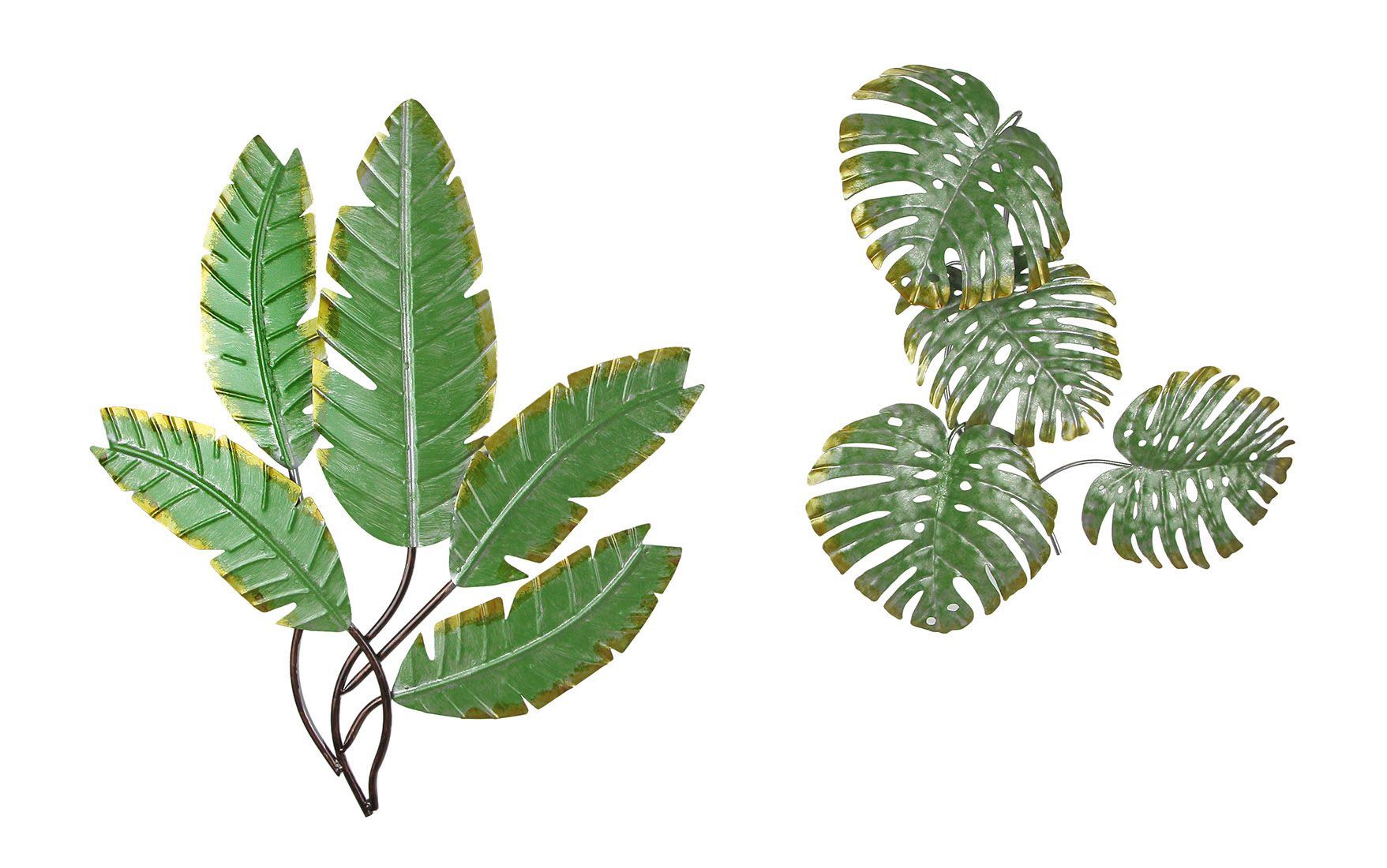Set Of 2 Metal Decorative Palm Leaf Clusters Wall Hanging With Regard To Palm Leaves Wall Art (View 12 of 15)