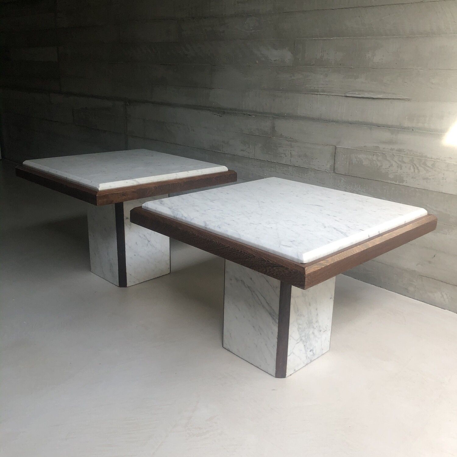 Set Of Two Marble And Wood Coffee Tables Throughout Marble Coffee Tables Set Of  (View 1 of 15)