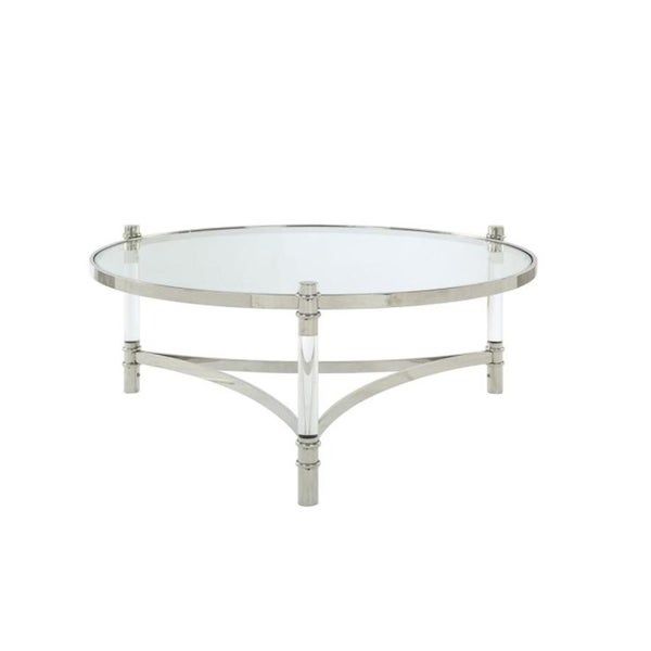 Shop Acrylic And Stainless Steel Round Coffee Table With With Clear Glass Top Cocktail Tables (View 8 of 15)