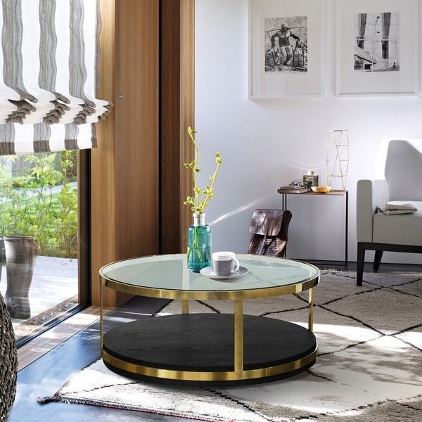 Shop Armen Living Hattie Contemporary Coffee Table In Intended For Black And Gold Coffee Tables (View 11 of 15)