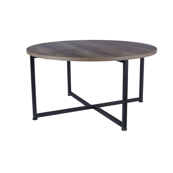 Shop Carbon Loft Cartwright Distressed Ash Grey Finished For Gray Wood Black Steel Coffee Tables (View 13 of 15)