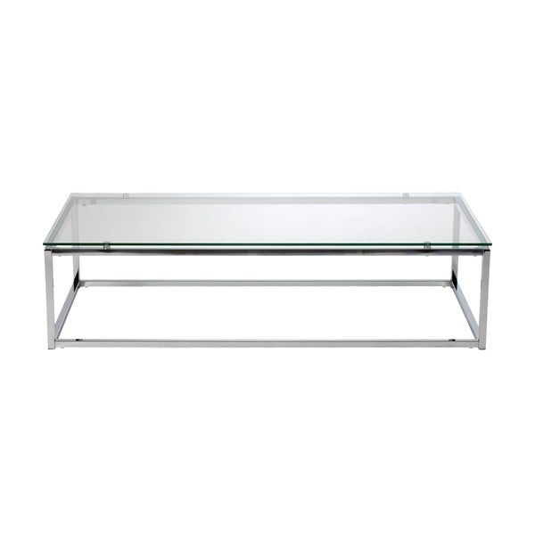 Shop Euro Style Sandor Clear Glass Rectangle Coffee Table Throughout Chrome And Glass Rectangular Coffee Tables (View 10 of 15)