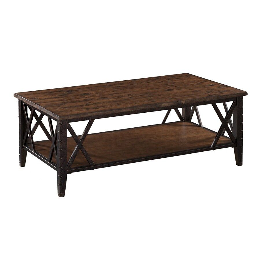 Shop Magnussen Home Fleming Rustic Pine Rectangular Coffee Throughout Wood Rectangular Coffee Tables (View 13 of 15)
