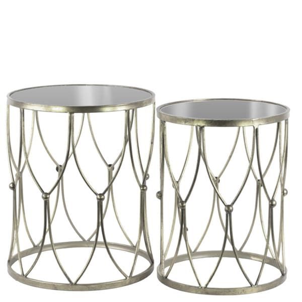 Shop Metal Round Nesting Accent Table With Mirror Top And In Antique Silver Aluminum Coffee Tables (View 15 of 15)