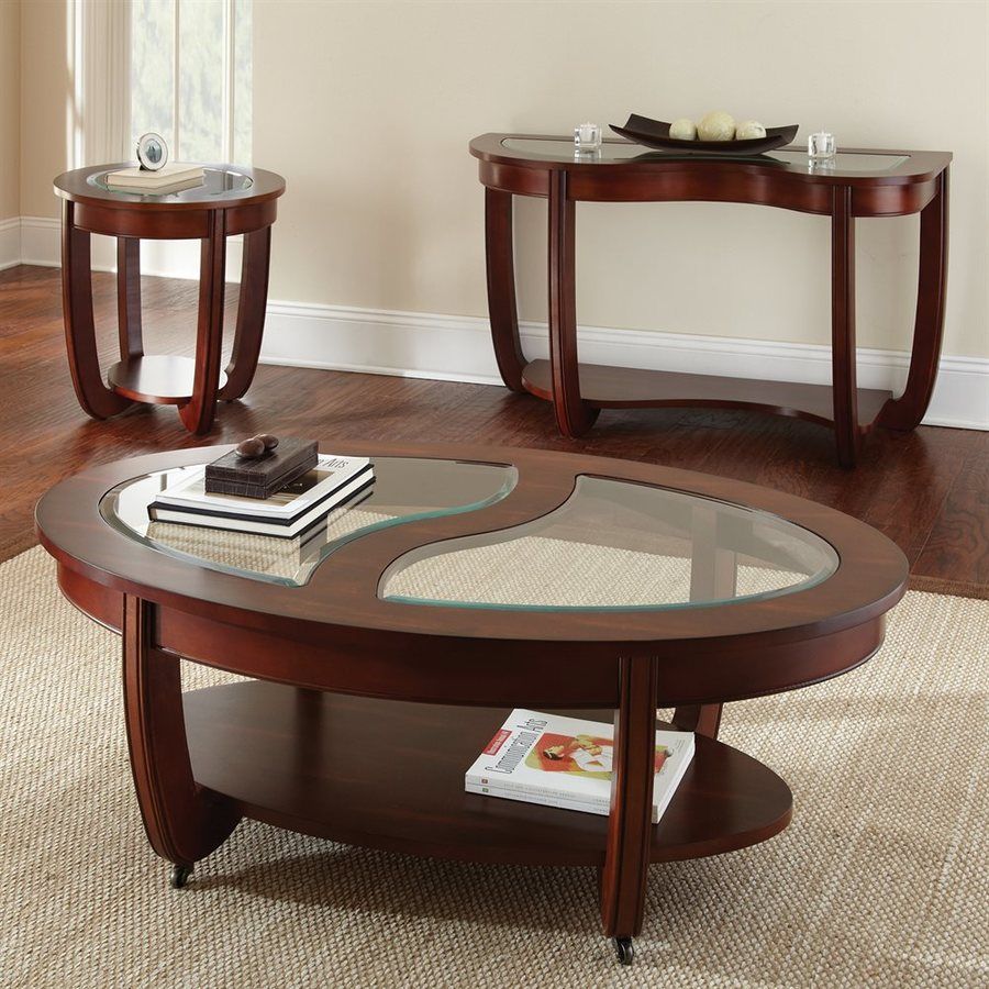 Shop Steve Silver Company London Cherry Oval Coffee Table For Silver Coffee Tables (View 2 of 15)