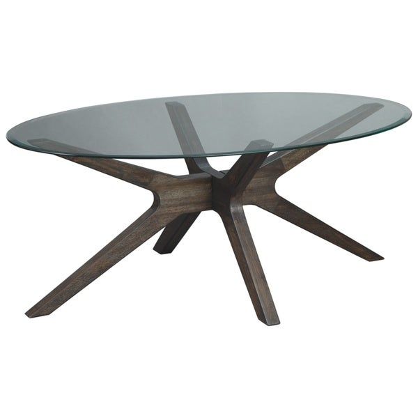 Shop Zannory Gray Oval Cocktail Table – Free Shipping Regarding Gray Wood Veneer Cocktail Tables (View 12 of 15)