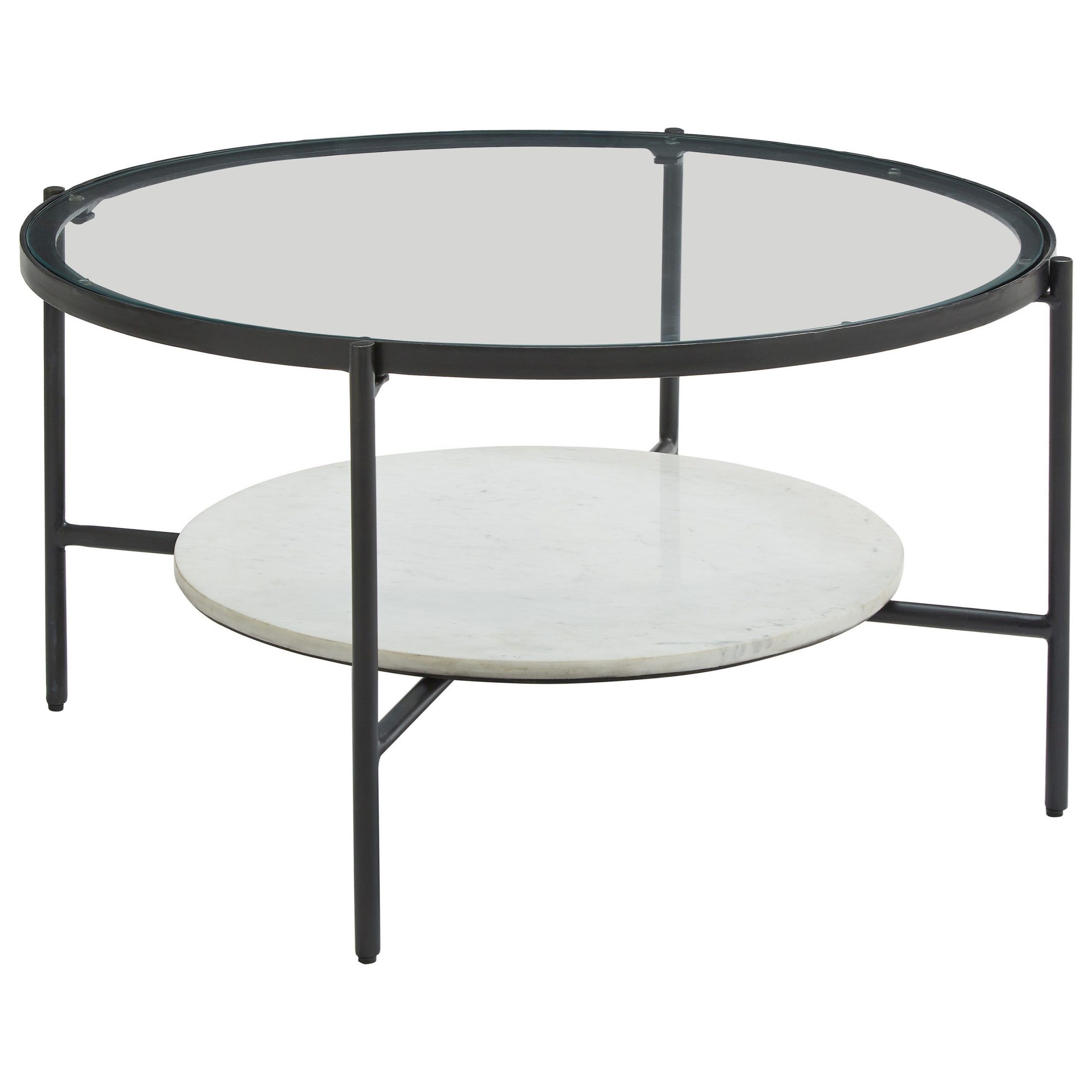 Signature Zia Black Metal Round Cocktail Table With Glass Throughout Black Round Glass Top Cocktail Tables (View 4 of 15)
