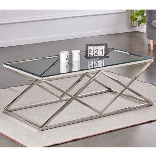 Silver Glass Coffee Table Rectangle – Amazon Com Henn Hart For Geometric Glass Top Gold Coffee Tables (View 11 of 15)