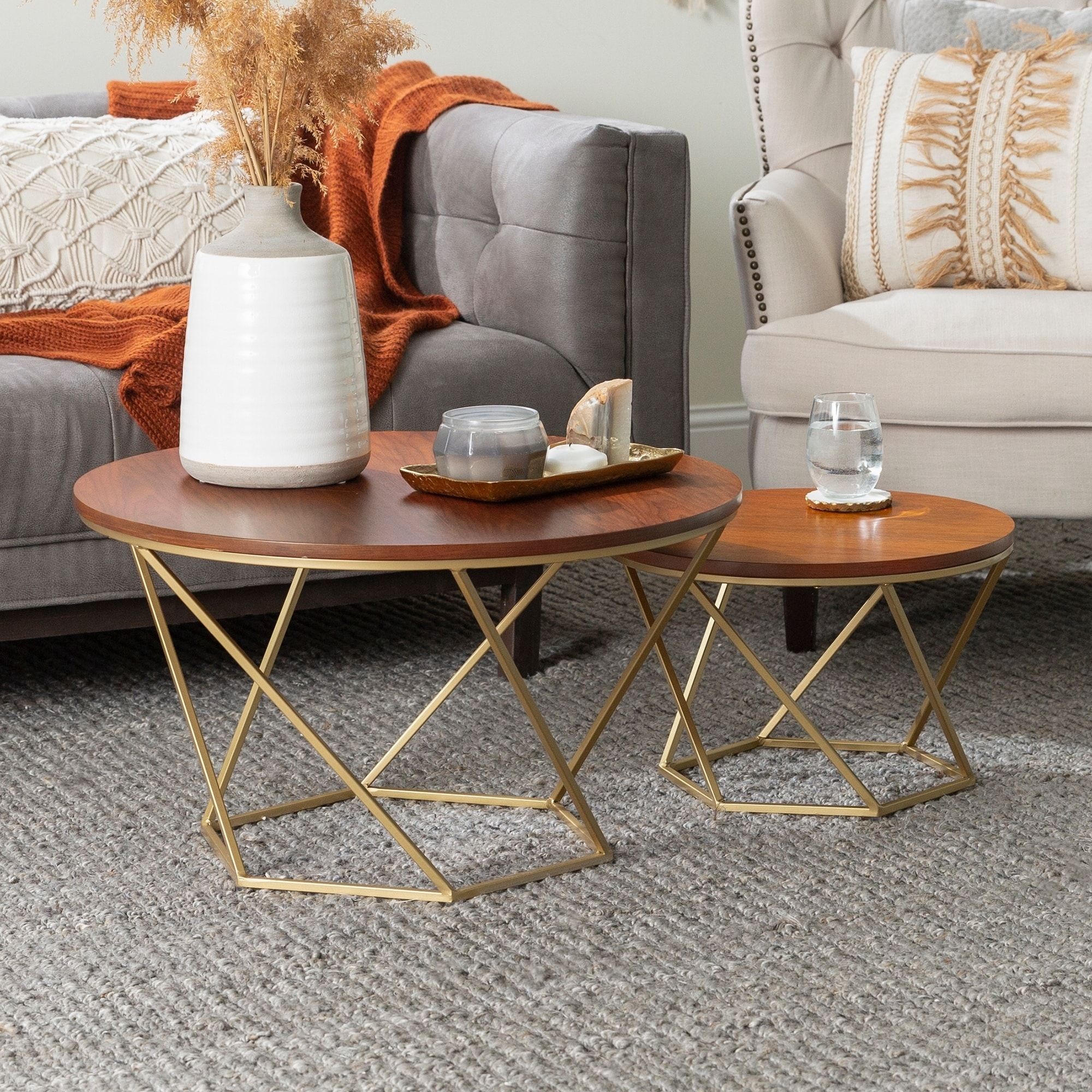 Silver Orchid Grant Geometric Wood Nesting Coffee Tables In Geometric Coffee Tables (View 2 of 15)