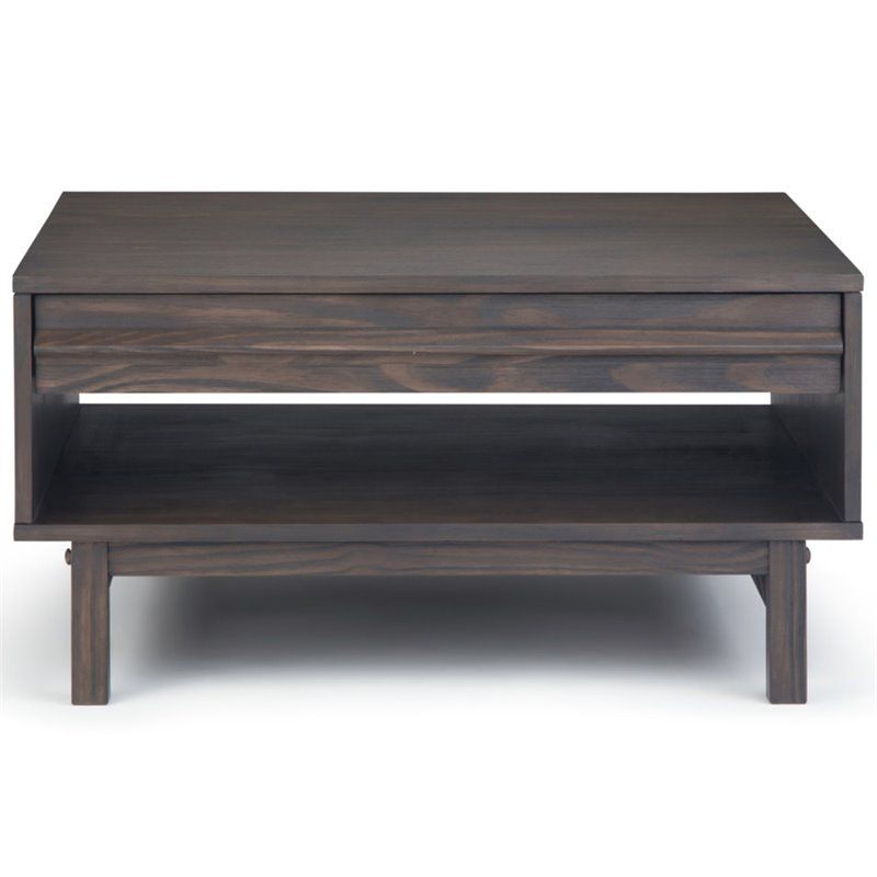 Simpli Home Tabler 36" Square Storage Coffee Table In With Gray Driftwood Storage Coffee Tables (View 9 of 15)