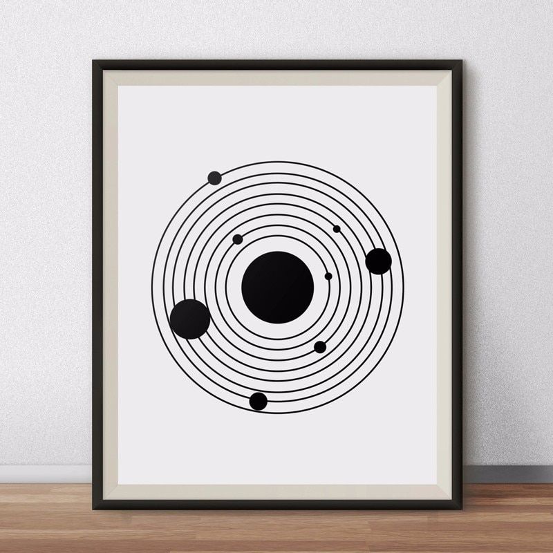 Solar System Art Posters And Prints, Minimalist Decor In Minimalism Framed Art Prints (View 13 of 15)