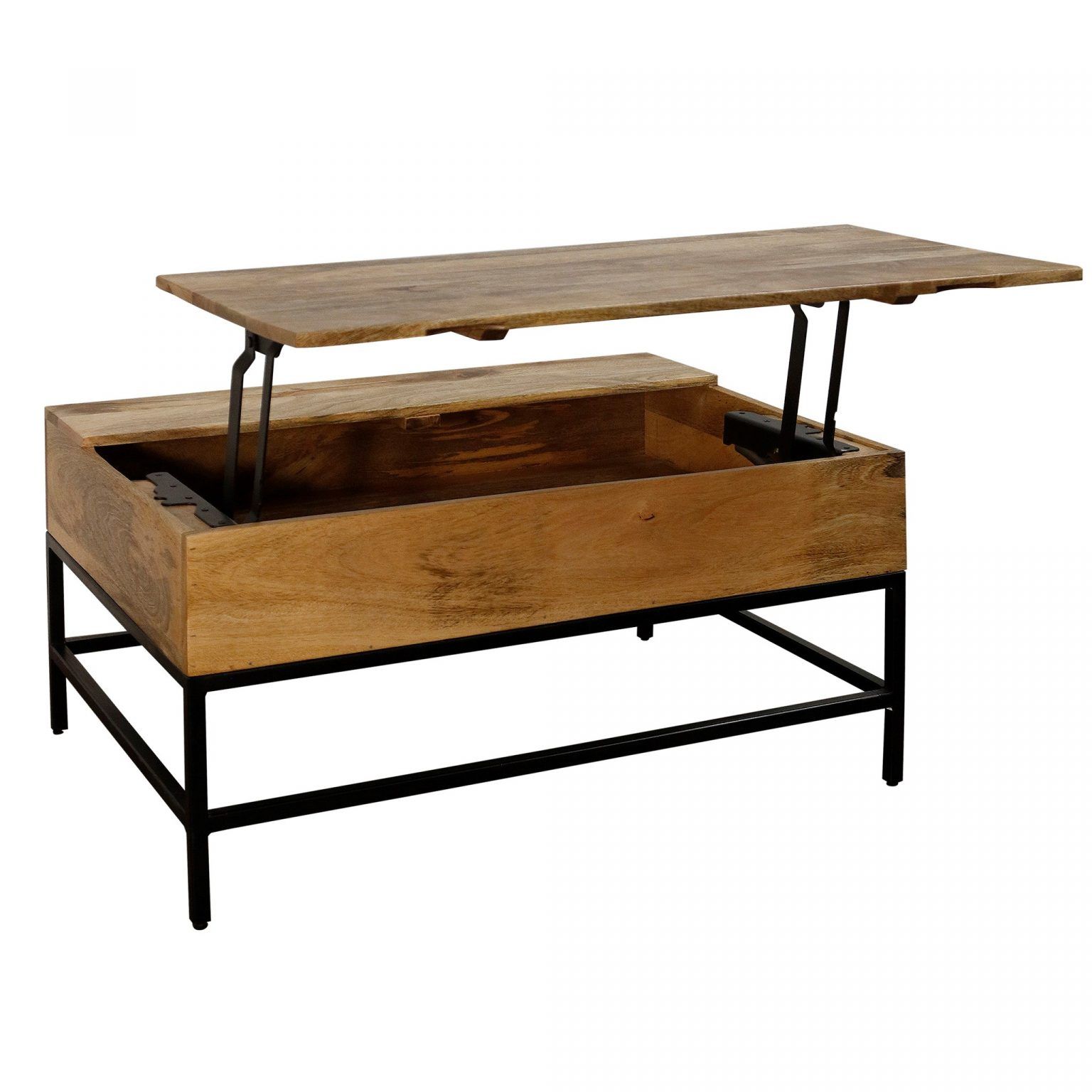 Solid Mango Wood Split Lift Top Storage Coffee Table In A With Regard To Natural Mango Wood Coffee Tables (View 3 of 15)