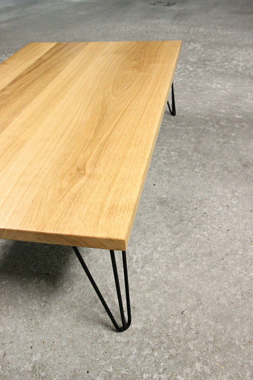 Solid Oak Coffee Table On Hairpin Legs Throughout Oak Wood And Metal Legs Coffee Tables (View 10 of 15)