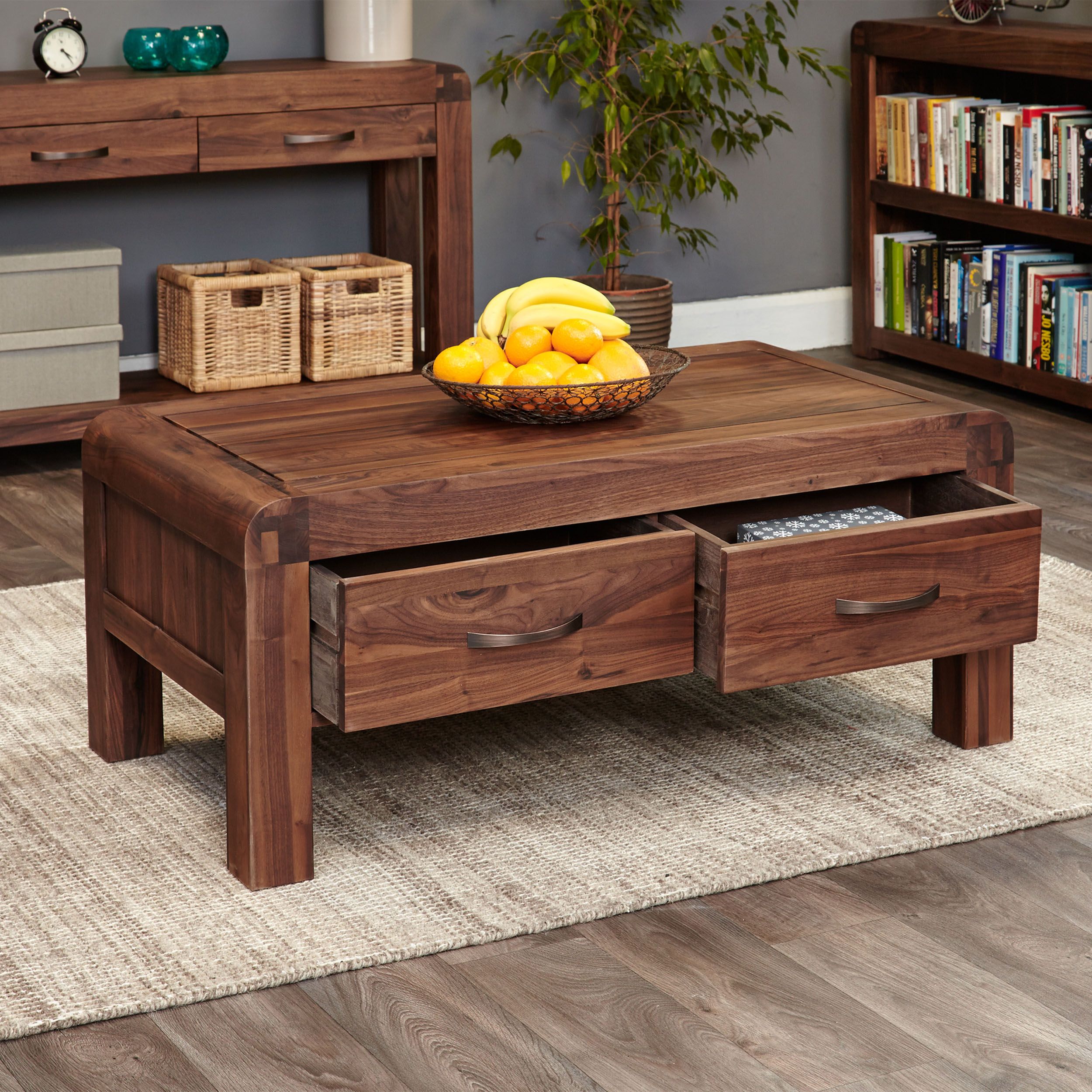 Solid Walnut Coffee Table With Storage – Shiro | Store Regarding Black Wood Storage Coffee Tables (View 2 of 15)