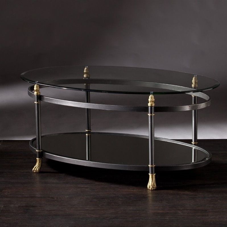 Southern Enterprises Allesandro Oval Glass Coffee Table In Regarding Glass And Gold Coffee Tables (View 12 of 15)