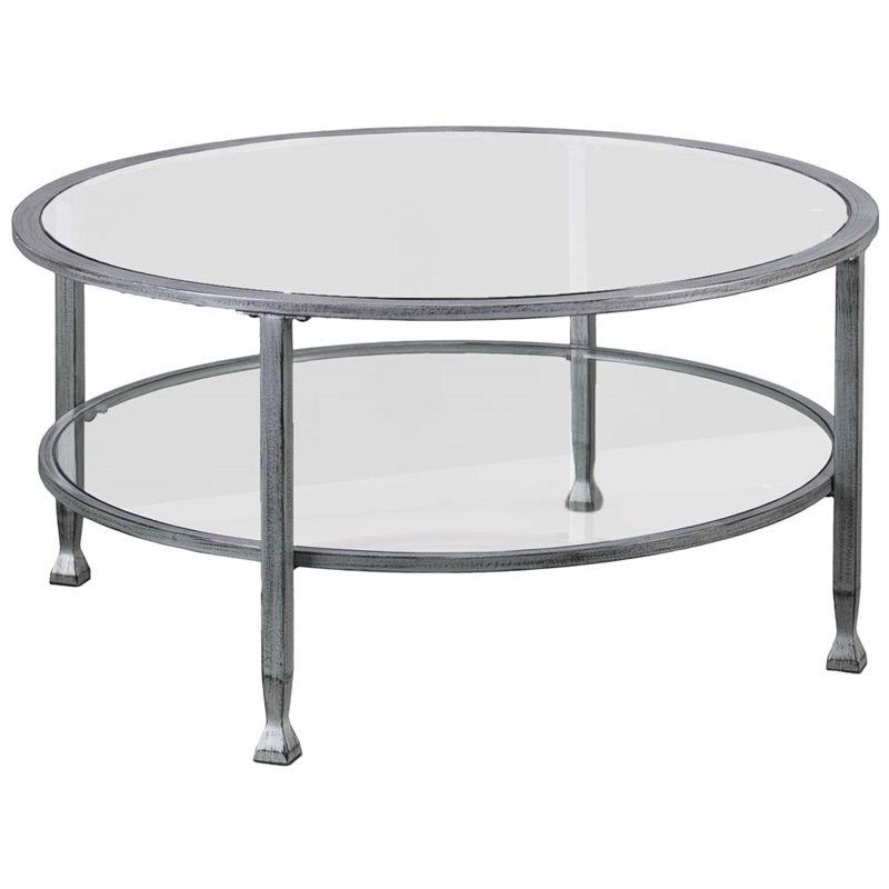 Southern Enterprises Jaymes Round Glass Top Coffee Table In Silver And Acrylic Coffee Tables (View 10 of 15)