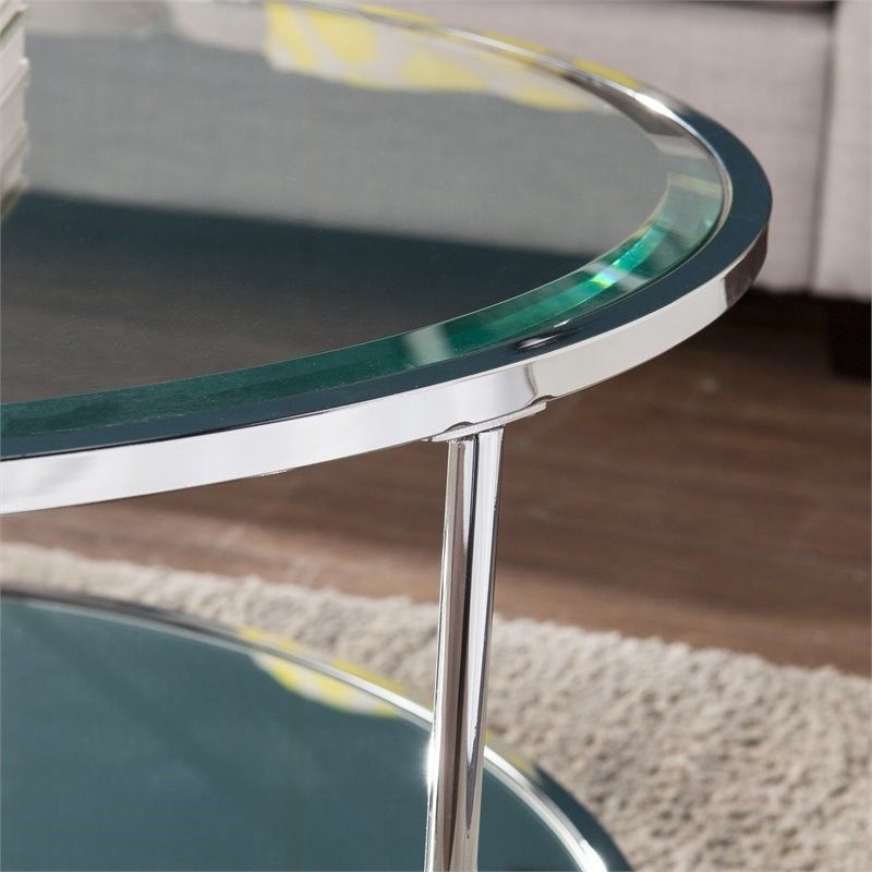 Southern Enterprises Risa Glass Top Cocktail Table In Intended For Glass And Chrome Cocktail Tables (View 10 of 15)