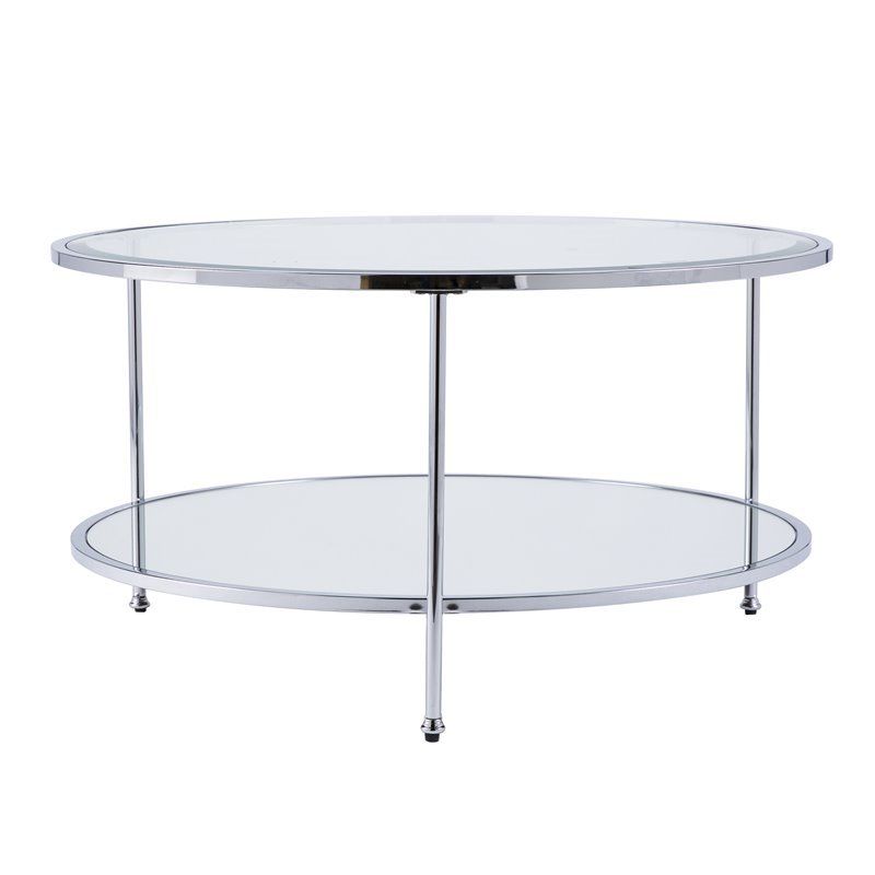 Southern Enterprises Risa Glass Top Cocktail Table In Pertaining To Glass And Chrome Cocktail Tables (View 11 of 15)