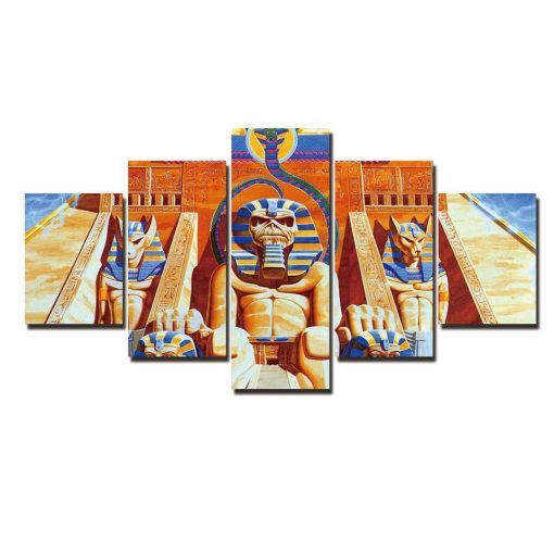 Sphinx Egyptian Pharaoh – Pyramid 5 Panel Canvas Art Wall With Spinx Wall Art (Photo 15 of 15)