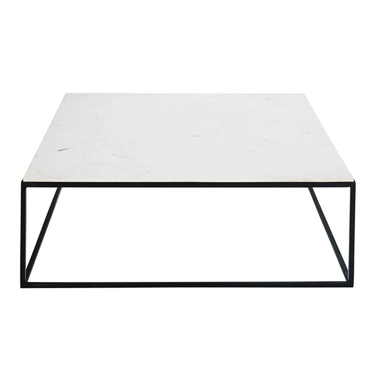 Square Coffee Table In White Marble And Black Metal Marble For Black Metal And Marble Coffee Tables (View 6 of 15)