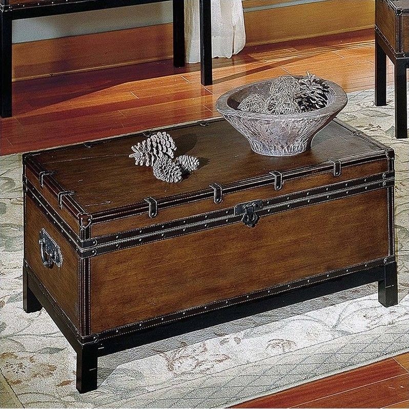 Steve Silver Company Voyage Trunk Coffee Table In Antique Throughout Espresso Wood Trunk Cocktail Tables (Photo 5 of 15)